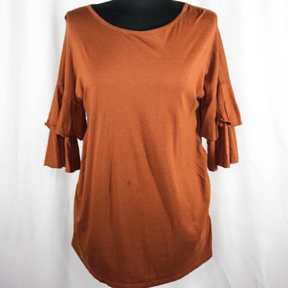 New Look Maternity Top Ruffle Sleeve Rust … - Picture 1 of 5